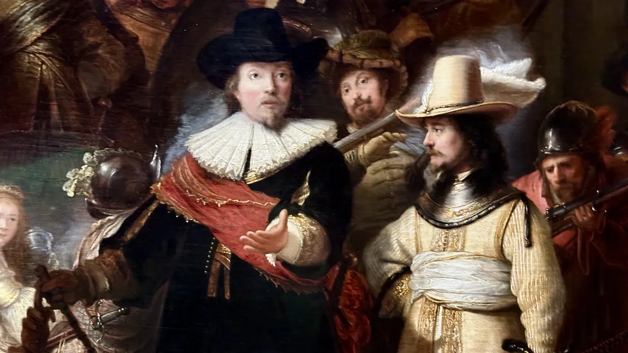 The captain in black and his lieutenant in yellow, detail from Rembrandt's The Night Watch